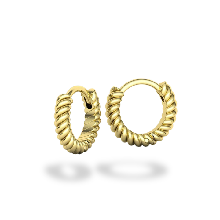 18k Yellow Gold Small Rope Hoop Earrings