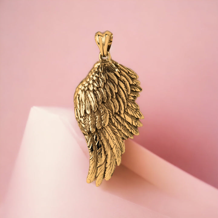 14k Yellow Gold Angel Wing Pendant L