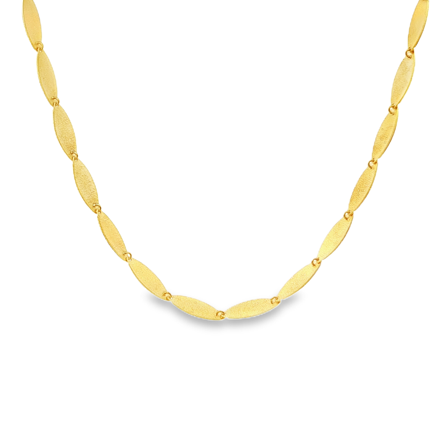 24k Gold FoldedLeaf Link Chain Necklace