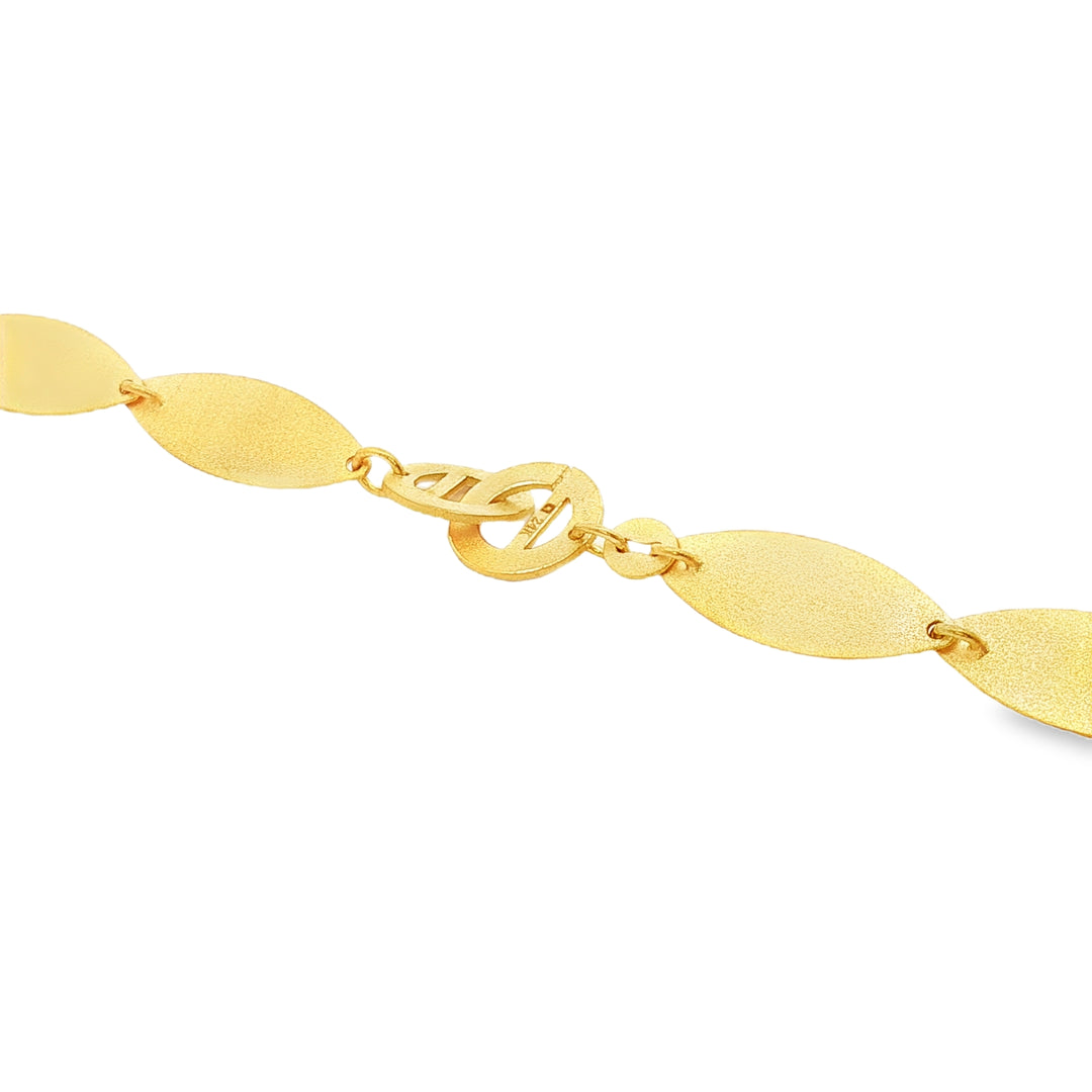 24k Gold FoldedLeaf Link Chain Necklace