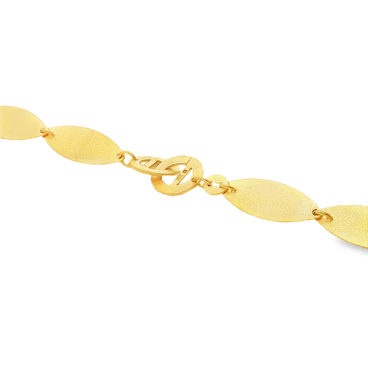 24k Gold FoldedLeaf Link Chain Necklace