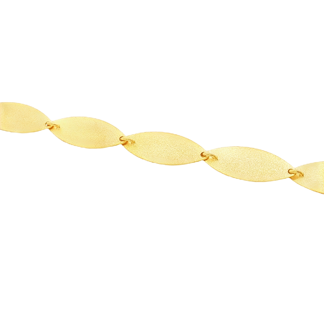 24k Gold FoldedLeaf Link Chain Necklace