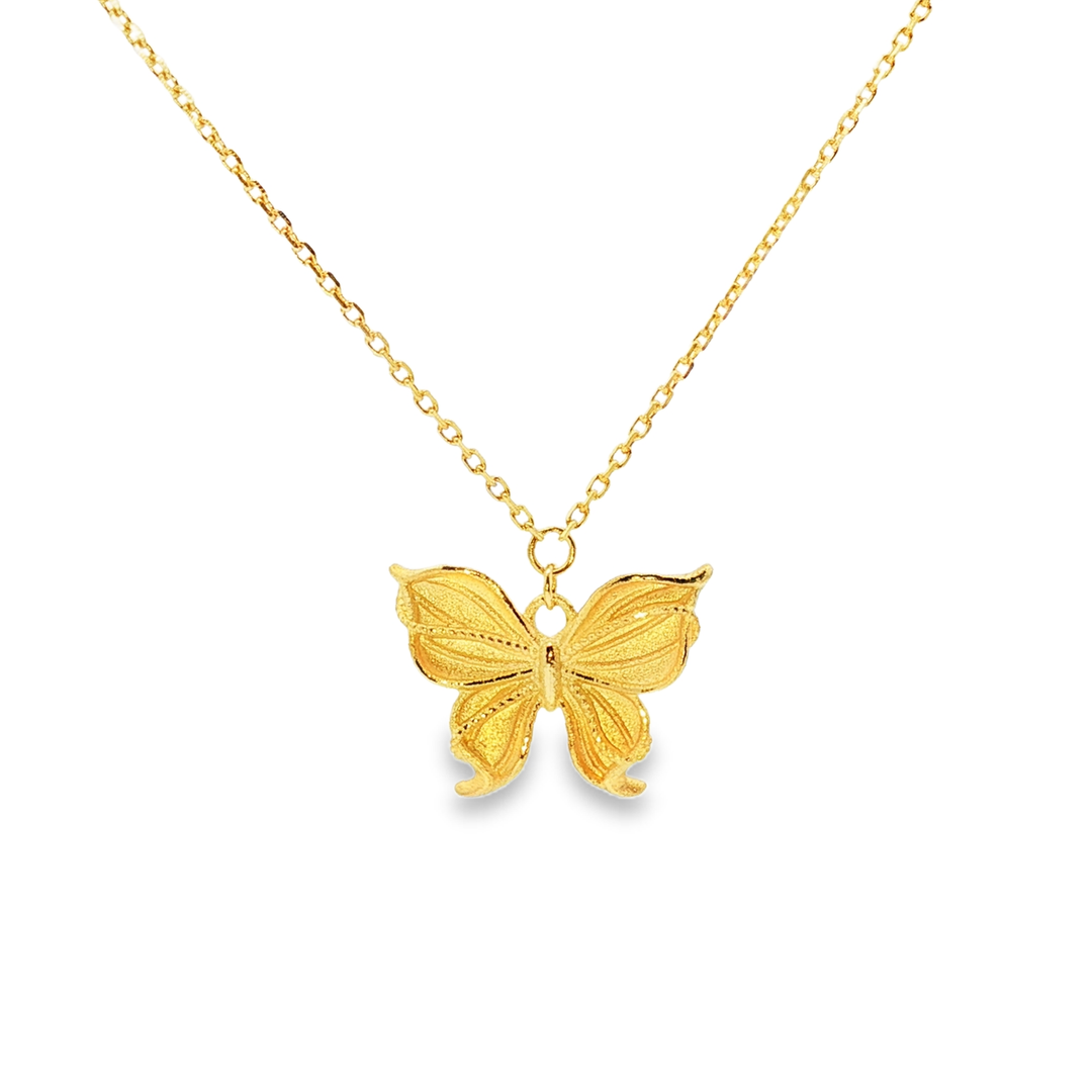 24k Gold Butterfly Charm Necklace