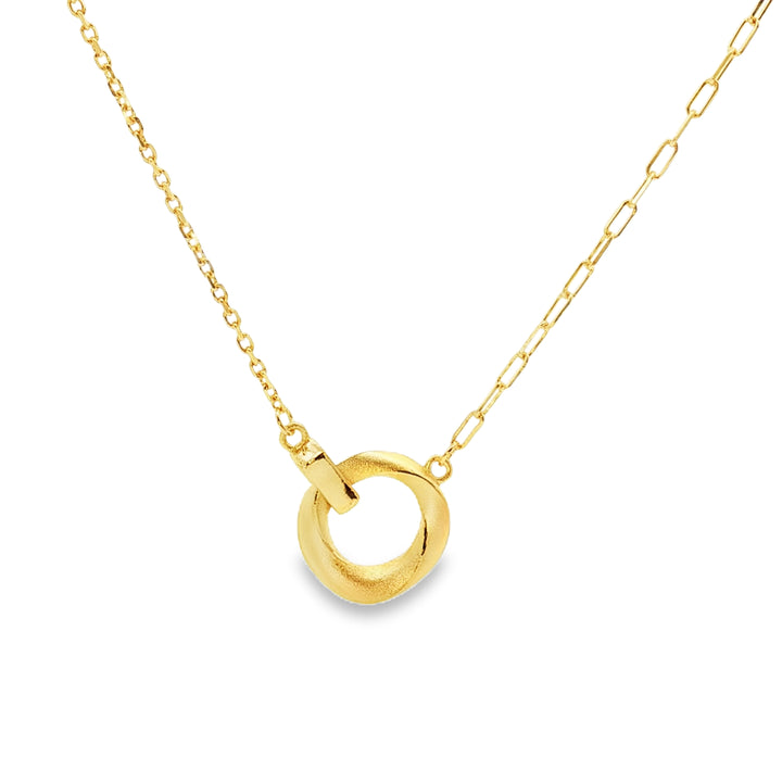 24k Gold Double Circle Pendant Chain Necklace