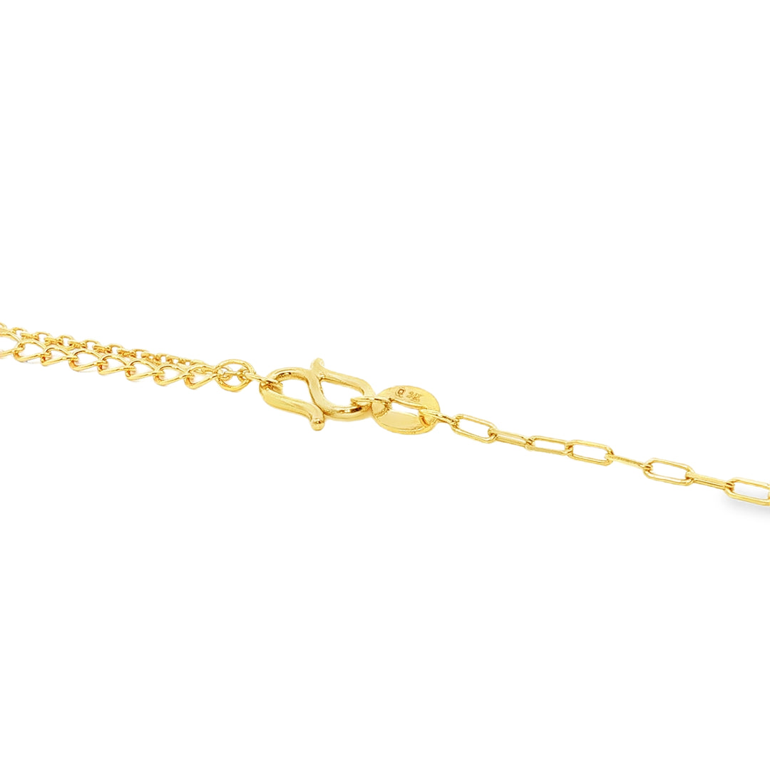 24k Gold Double Circle Pendant Chain Necklace