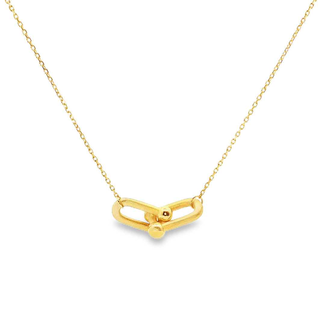 24k Gold Linked Pendant Chain Necklace