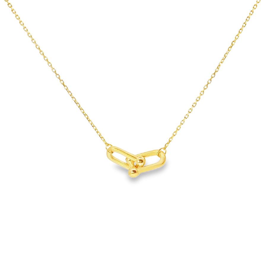 24k Gold Modern LInked Pendant Chain Necklace