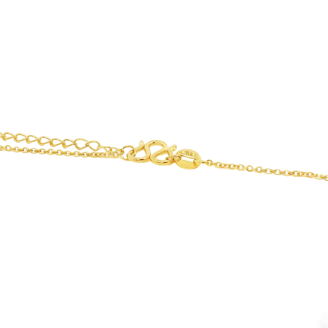 24k Gold Oval Pendant Chain Necklace