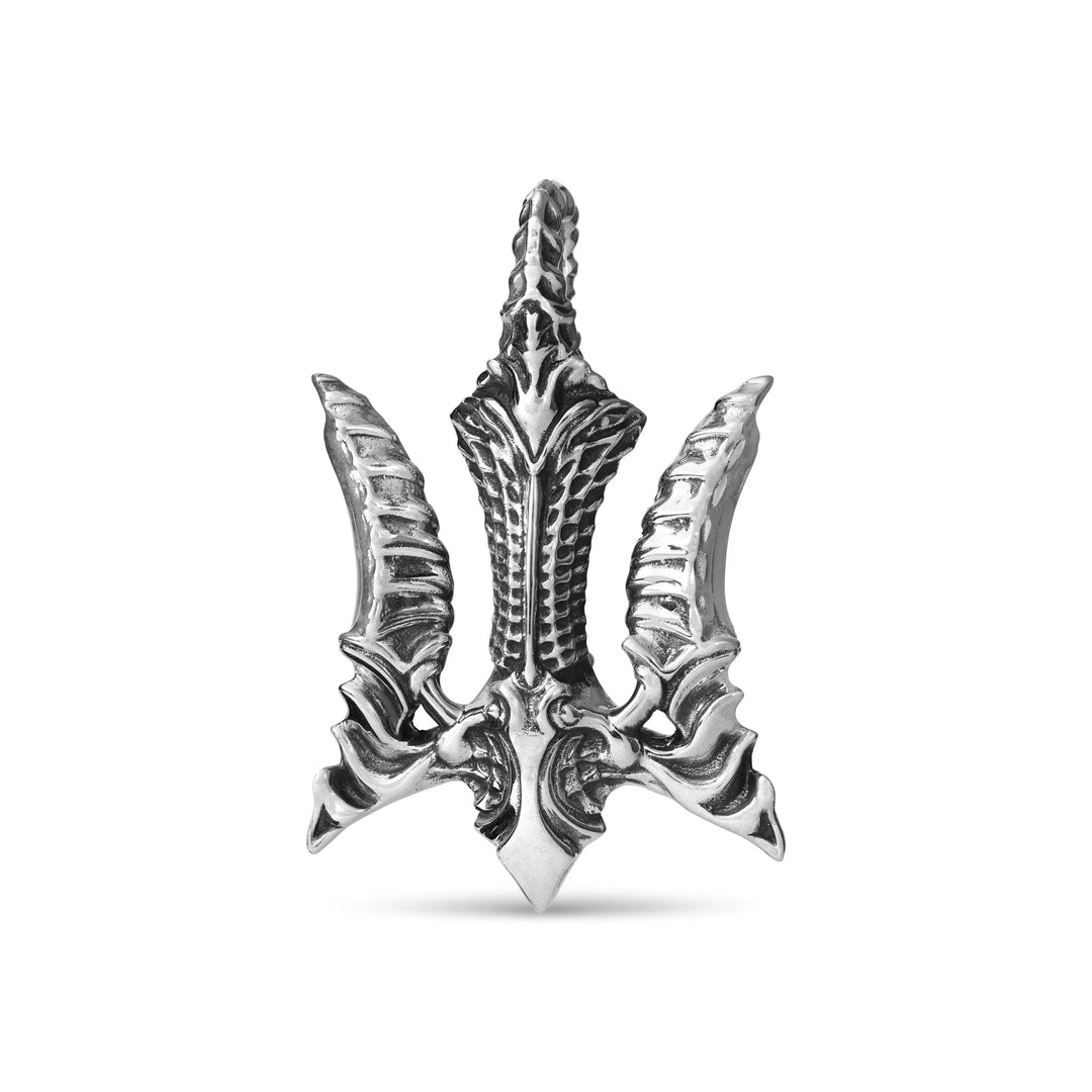 Cyber Trident Silver Pendant