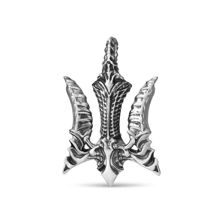 Cyber Trident Silver Pendant
