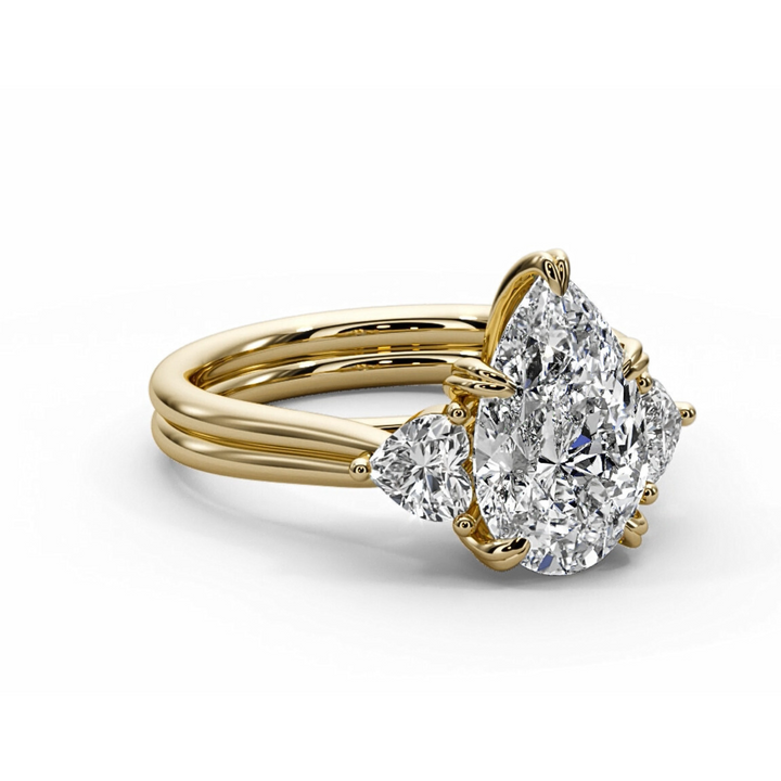 The Eternal Flame – 3ct Pear & Heart Diamond Ring in 18K Gold