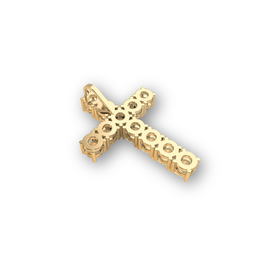 reverse view of a gold cross pendant without chain 