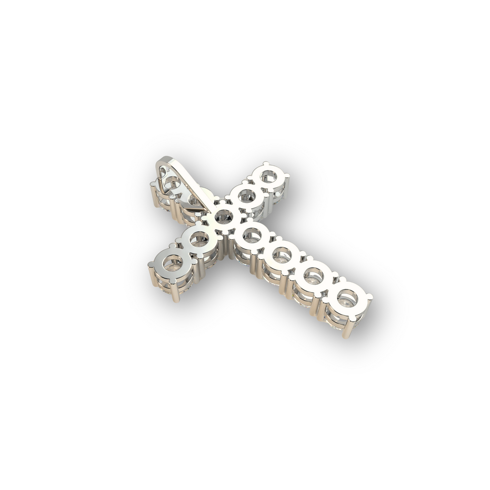 reverse view white gold and diamond cross pendant without chain 
