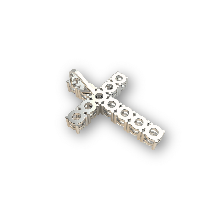 reverse view white gold and diamond cross pendant without chain 