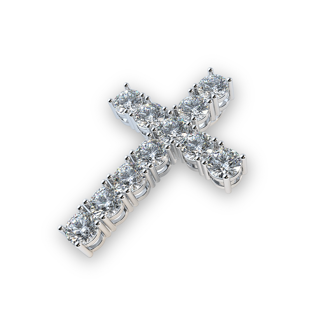 White gold and diamond cross pendant without chain