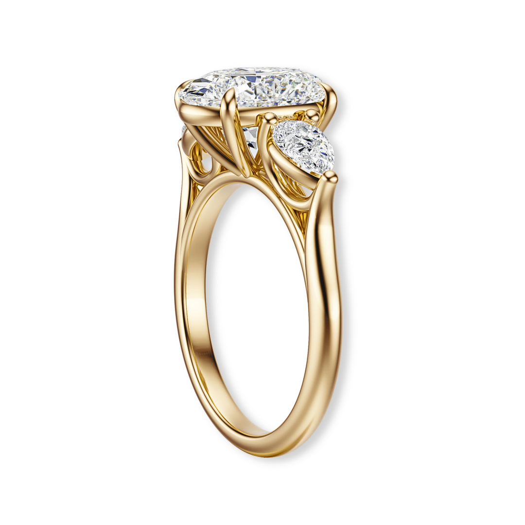 The Aurora – Oval & Pear Diamond Ring in 18K Gold