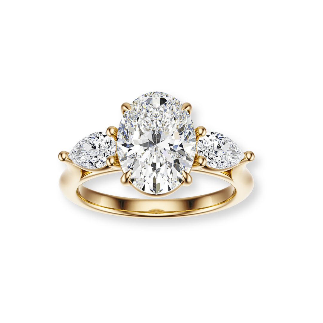 The Aurora – Oval & Pear Diamond Ring in 18K Gold