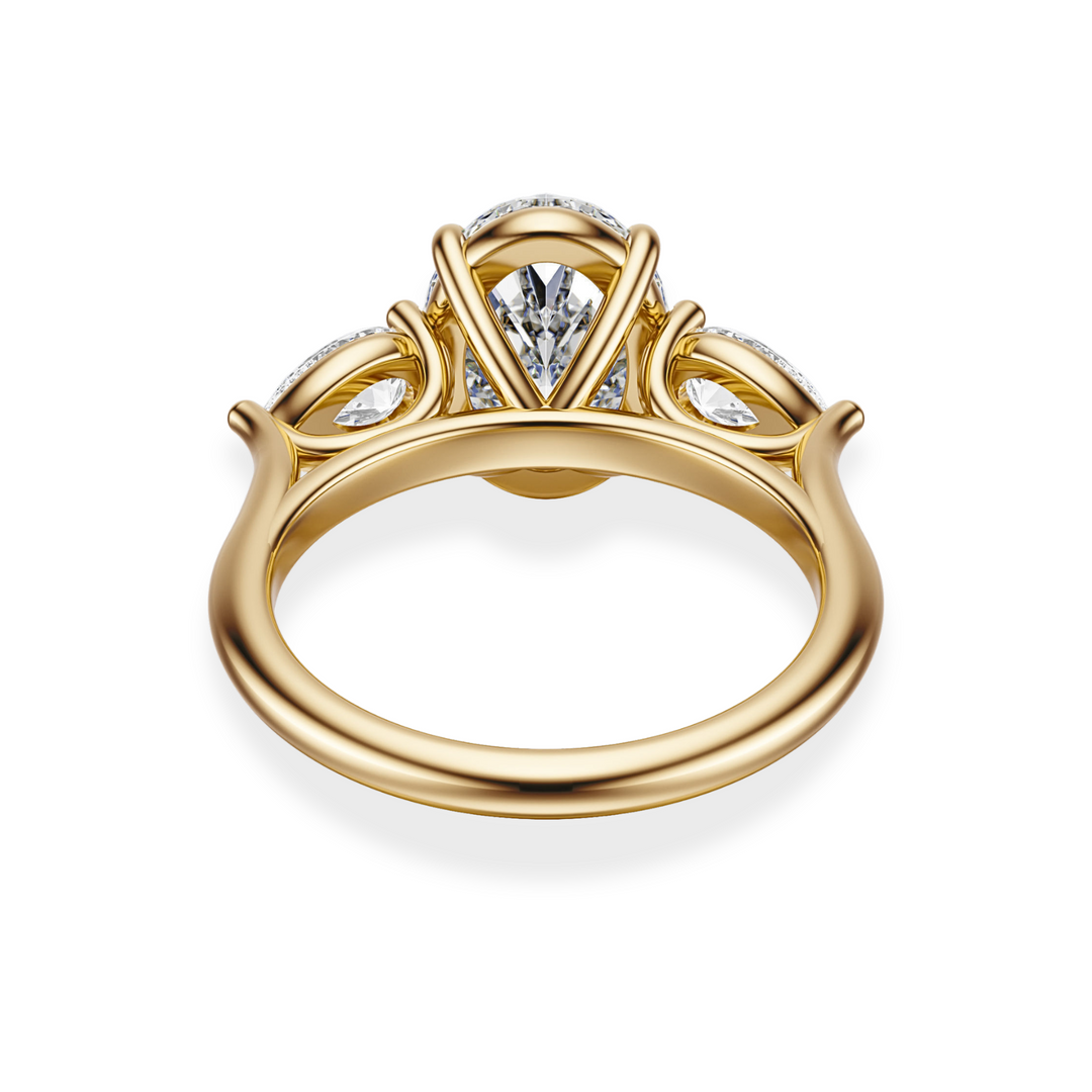 The Aurora – Oval & Pear Diamond Ring in 18K Gold