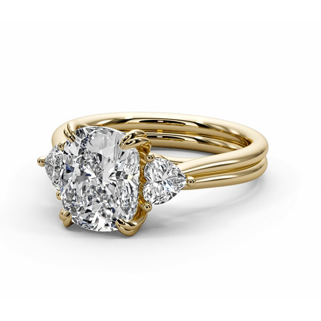 The Devotion – Cushion & Heart Diamond Ring in 18K Gold