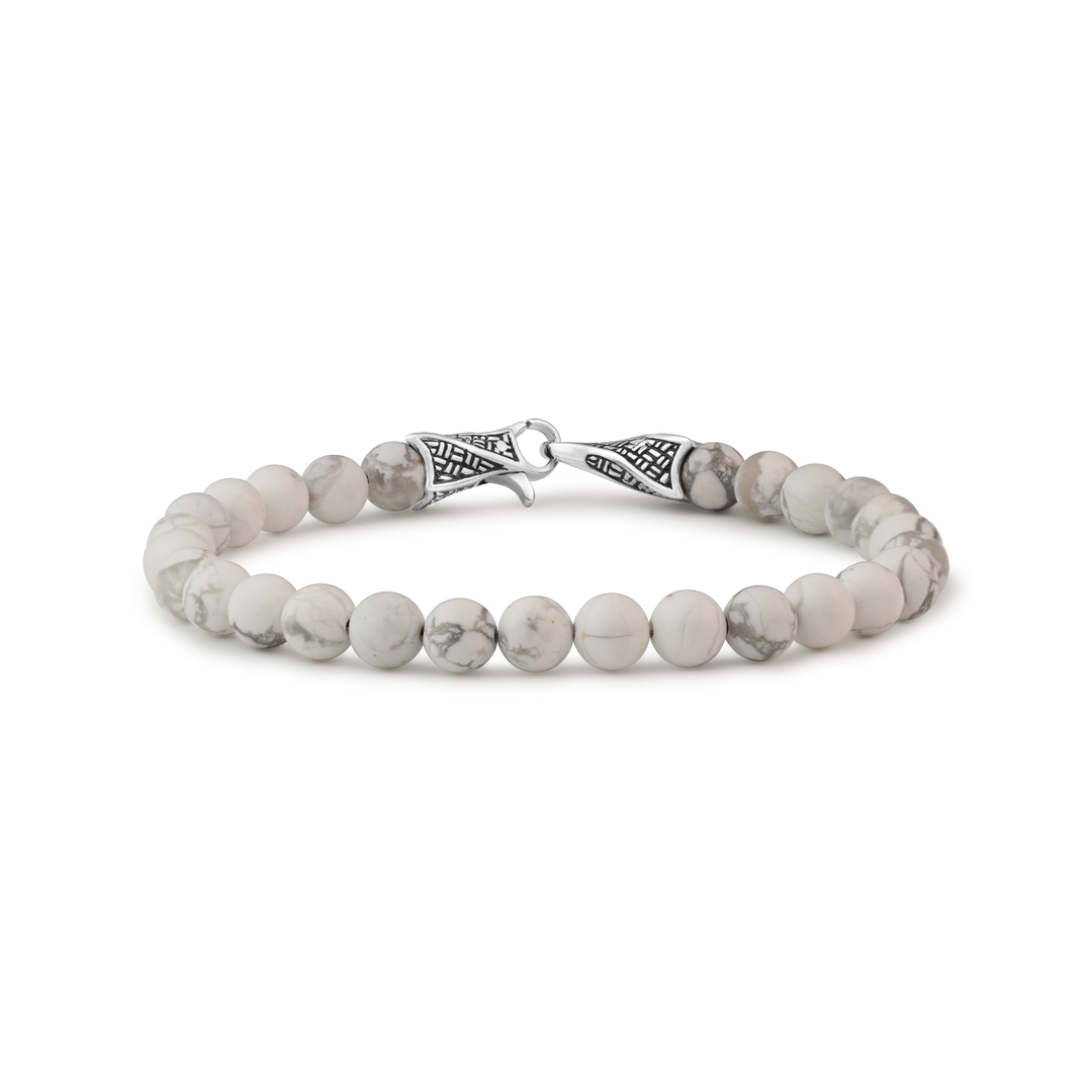 Natural White Howlite Gemstone Bracelet – 6 mm