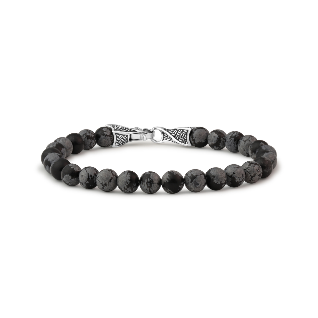 Natural Snowflake Obsidian Gemstone Bracelet – 6 mm