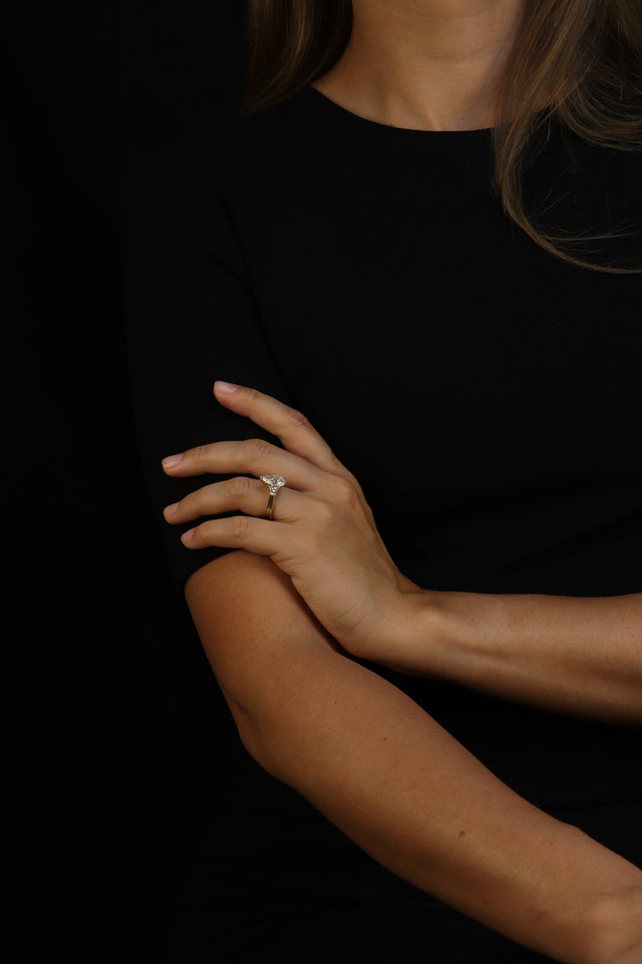 The Eternal Flame – 3ct Pear & Heart Diamond Ring in 18K Gold