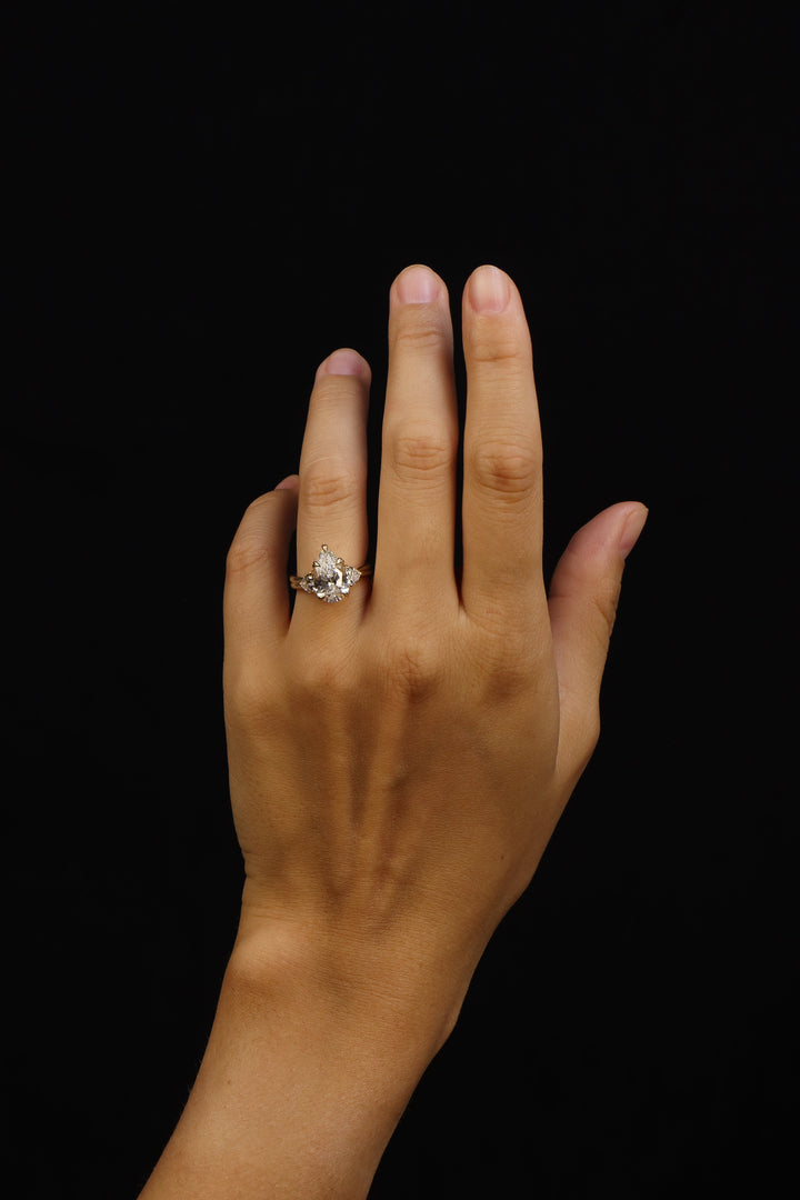 The Eternal Flame – 3ct Pear & Heart Diamond Ring in 18K Gold