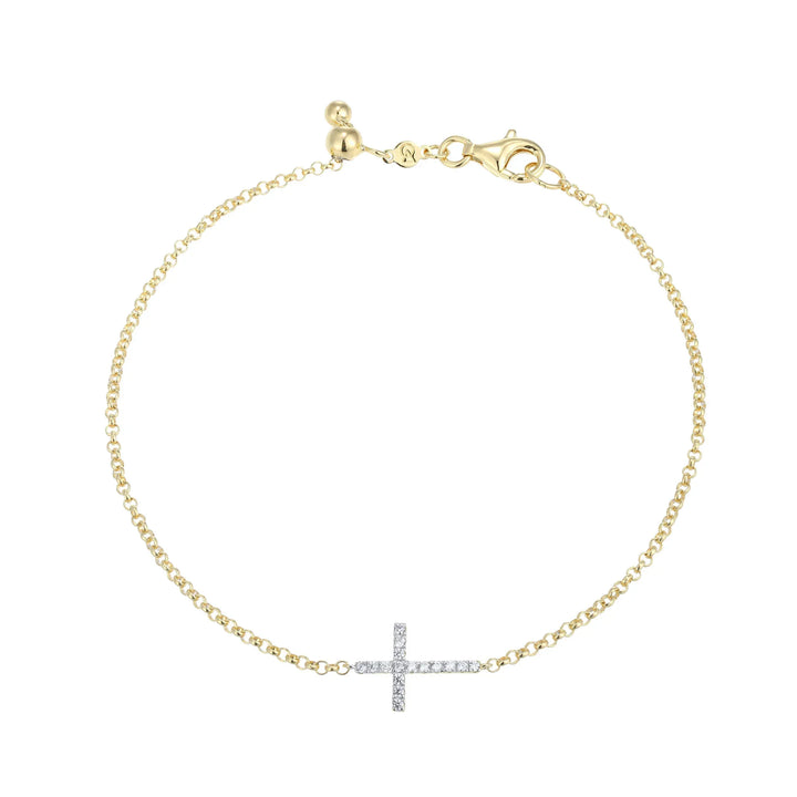 Gold Cross Pendant Bolo Bracelet