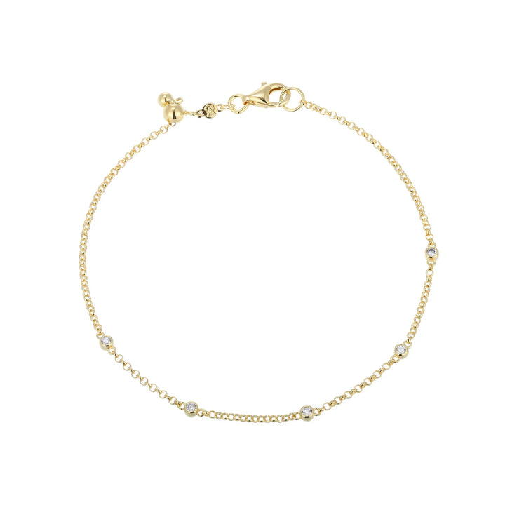 Gold Bezel Station Bolo Bracelet