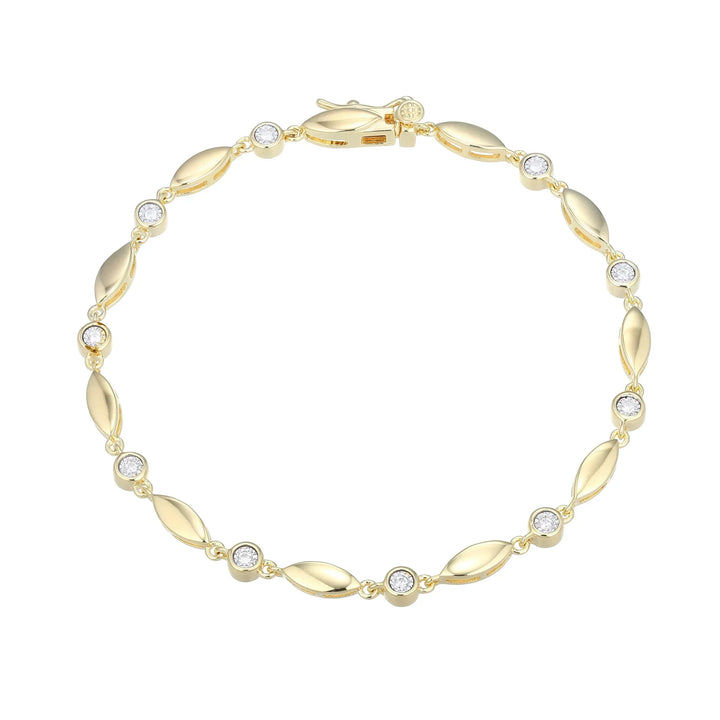 Gold Marquise & Bezel Set Lab-Created Diamond Line Bracelet