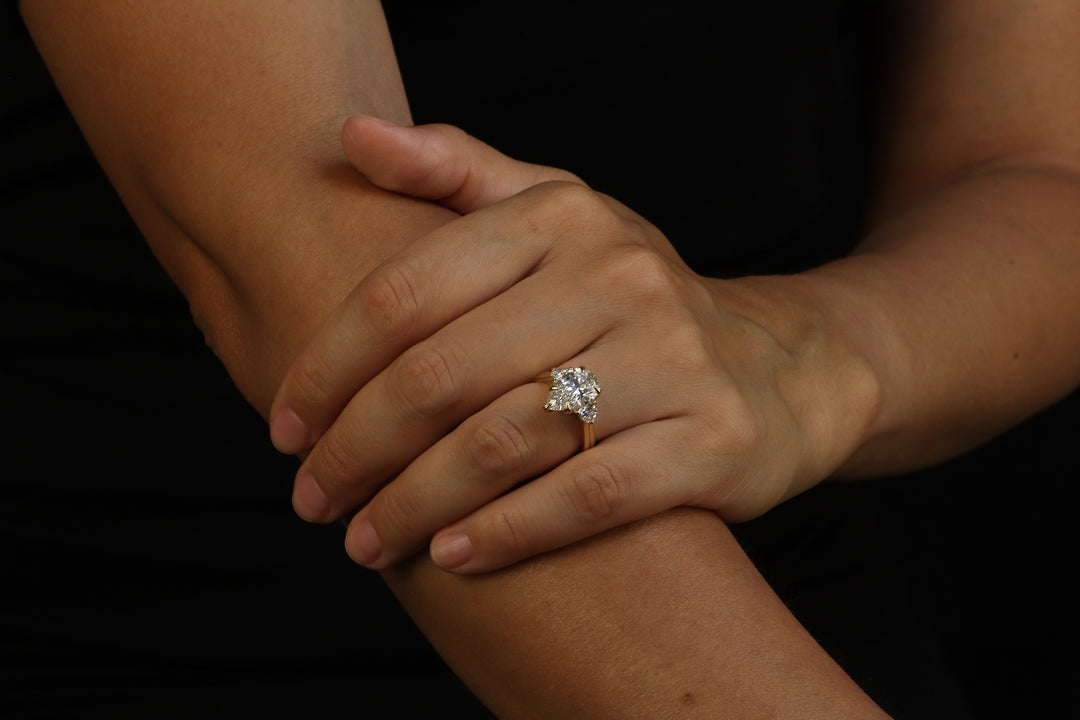 The Eternal Flame – 3ct Pear & Heart Diamond Ring in 18K Gold