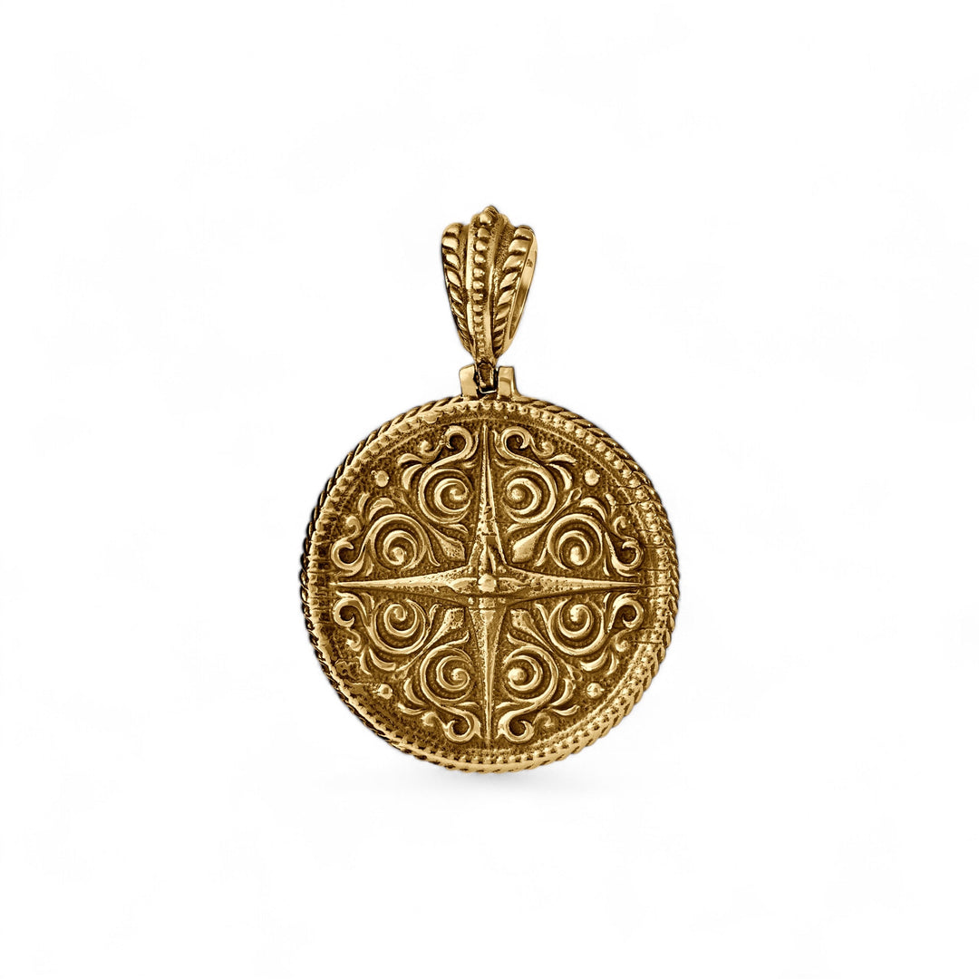 14k Yellow Gold Compass Pendant