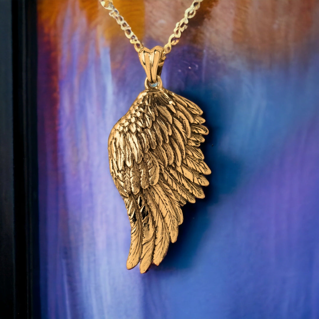 14k Yellow Gold Angel Wing Pendant L