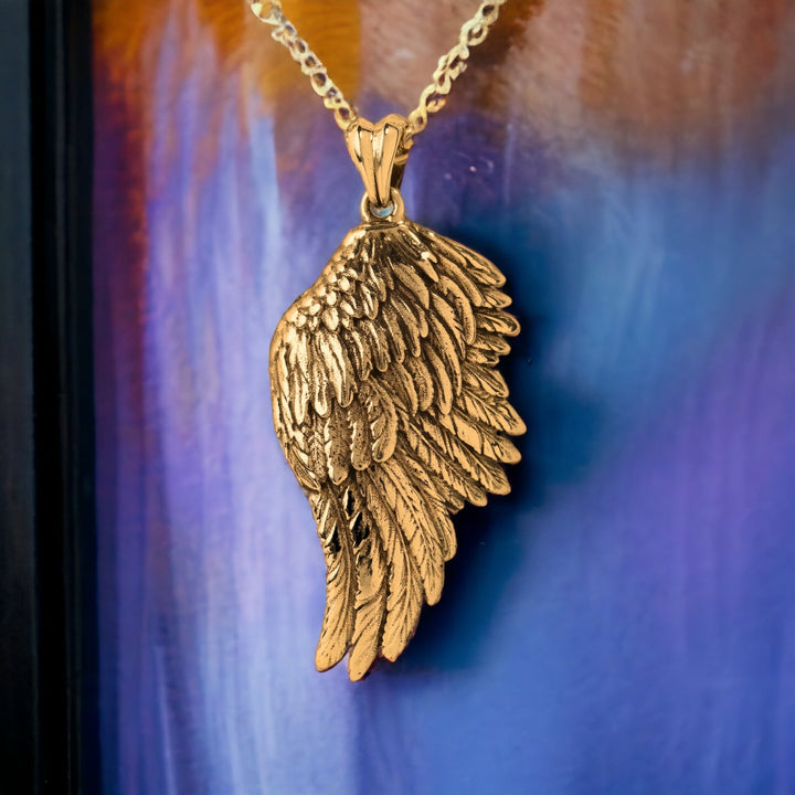 14k Yellow Gold Angel Wing Pendant L