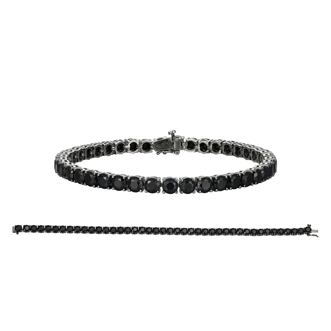 Basic Gunmetal Sterling Silver and Black Sapphire Bracelet