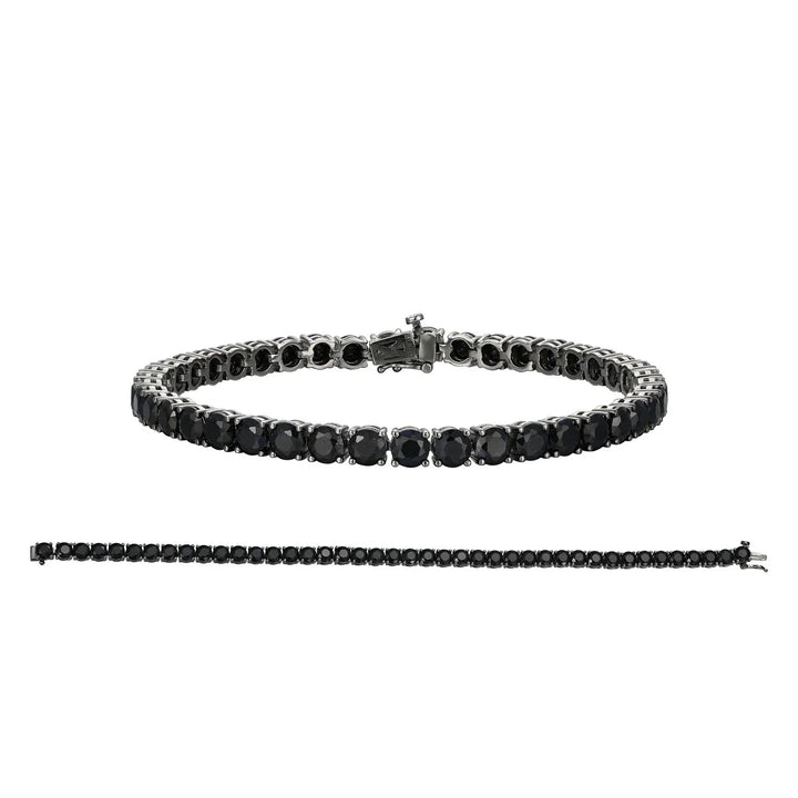 Basic Gunmetal Sterling Silver and Black Sapphire Bracelet