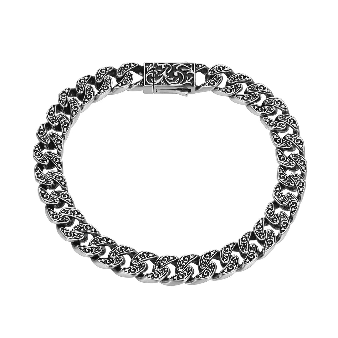 Chisel Classic Cuban Link Chain Bracelet in Oxidized Rhodium-Plated Sterling Silver
