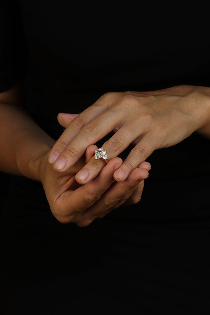 The Eternal Flame – 3ct Pear & Heart Diamond Ring in 18K Gold