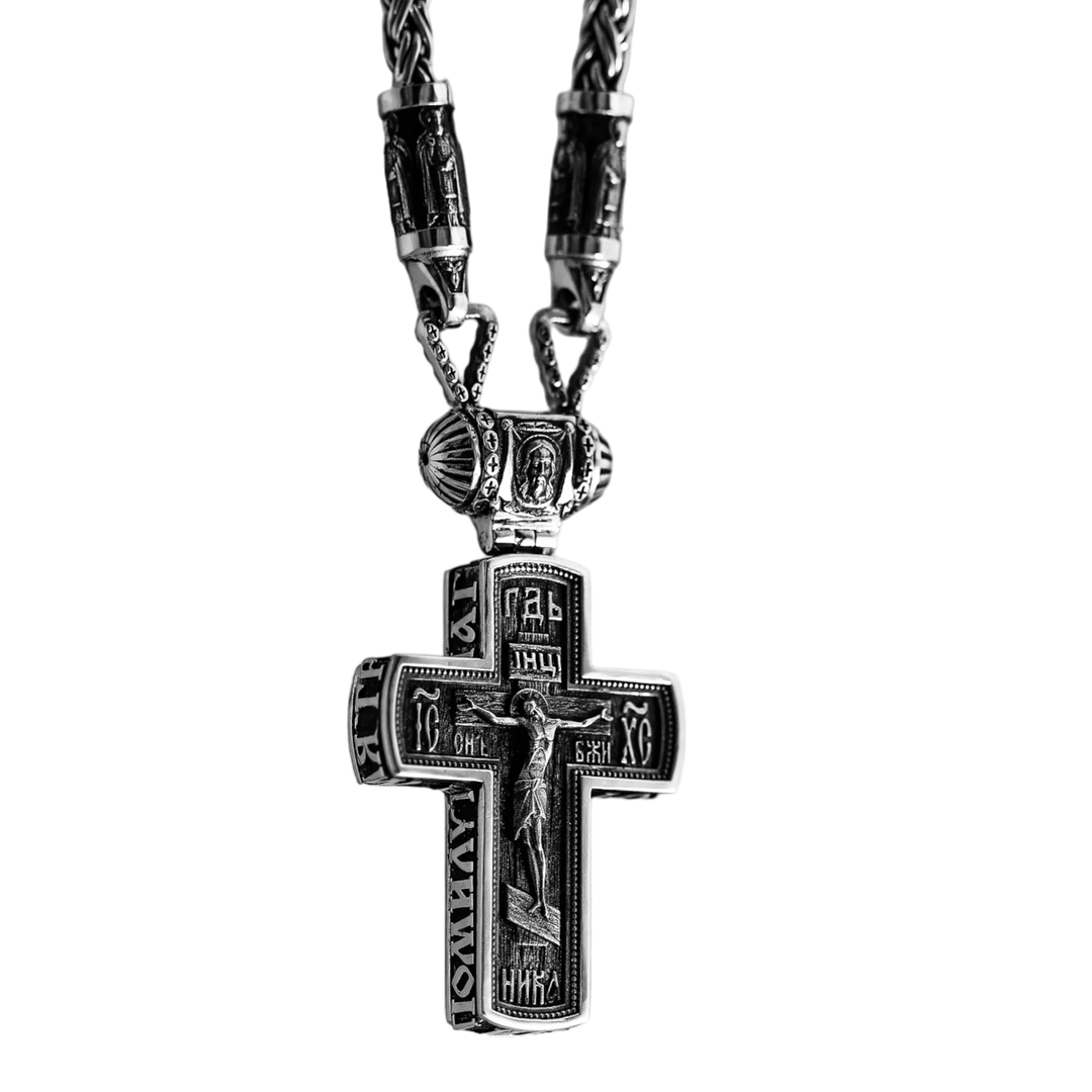 Silver Orthodox cross necklace