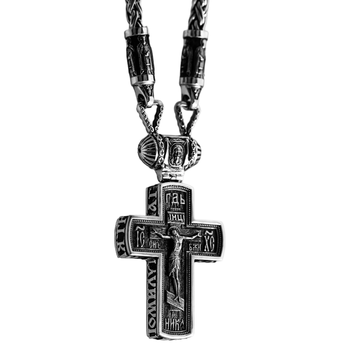 Silver Orthodox cross necklace