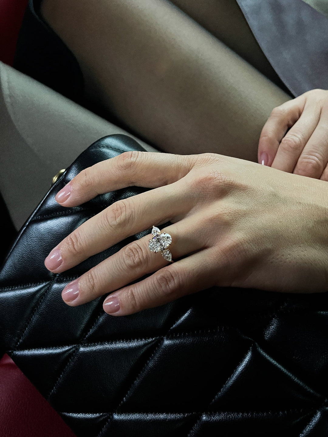 The Aurora – Oval & Pear Diamond Ring in 18K Gold