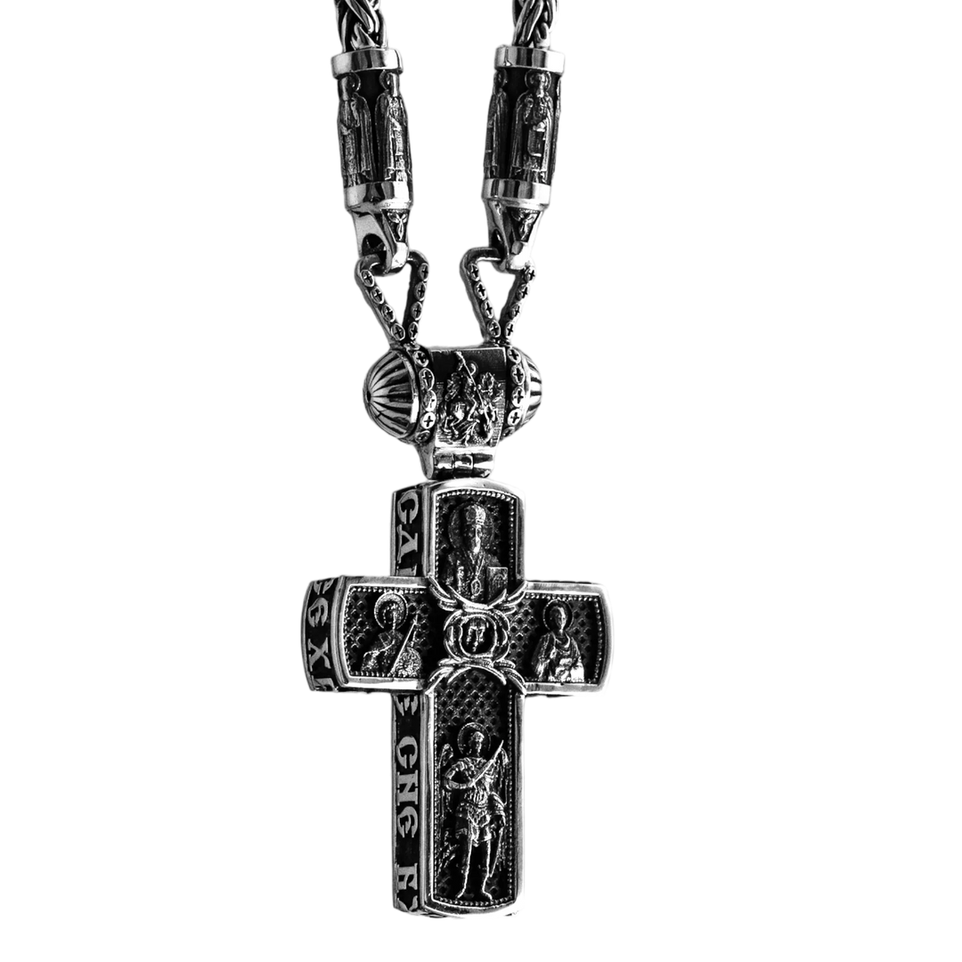 Silver Orthodox cross necklace