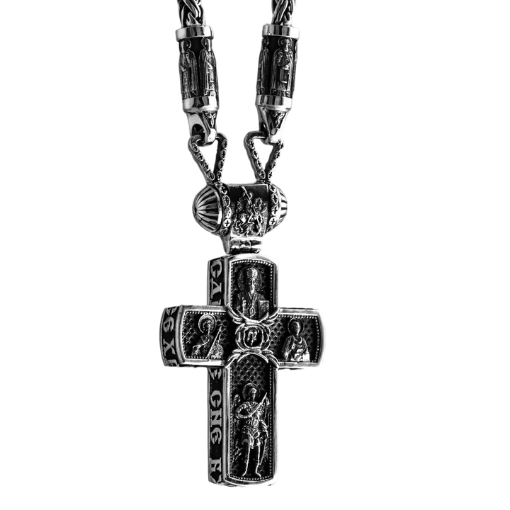 Silver Orthodox cross necklace