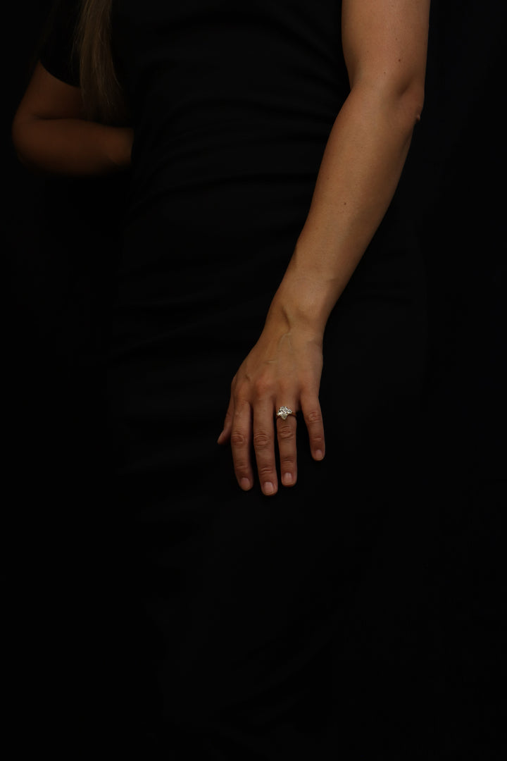 The Eternal Flame – 3ct Pear & Heart Diamond Ring in 18K Gold