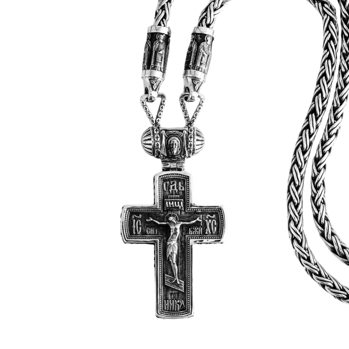 Silver Orthodox cross necklace