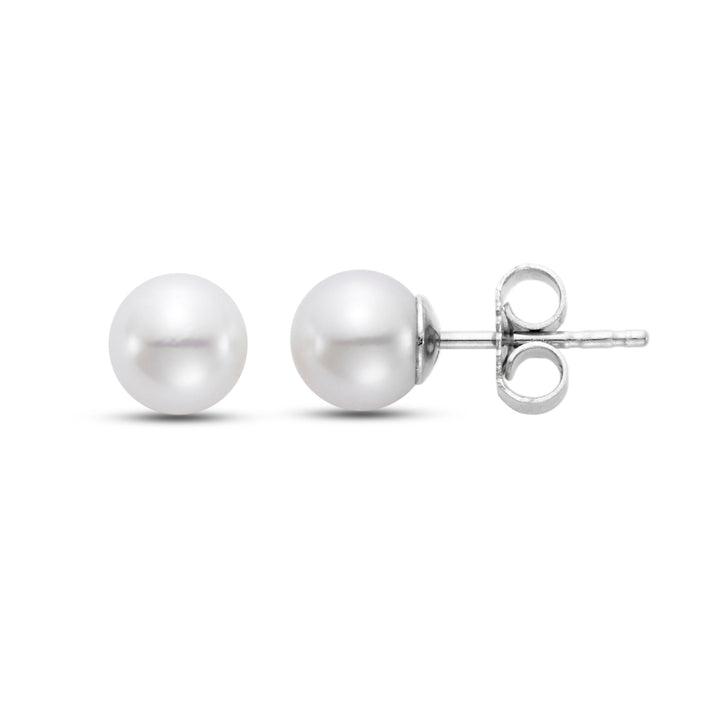 Two earrings, on its front and the other on its side with white gold.