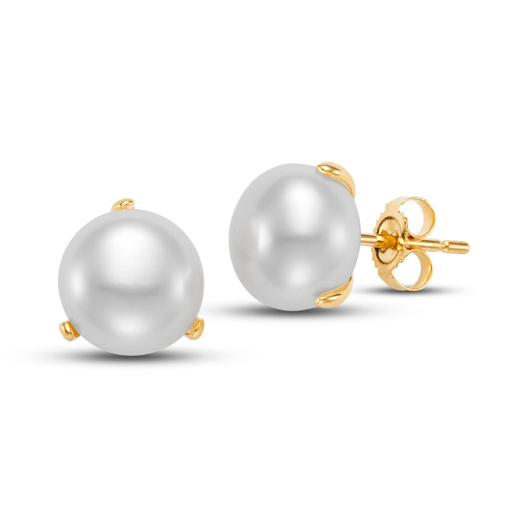 9.5-10mm Freshwater Pearl Earrings in 14K Yellow Gold