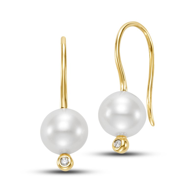 Pair of earrings with a pearl and a diamond