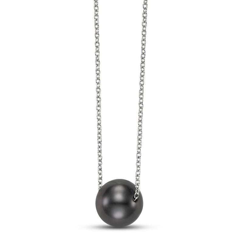 Black Tahitian Pearl Necklace in 14K White Gold