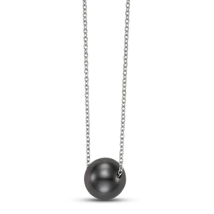 Black Tahitian Pearl Necklace in 14K White Gold